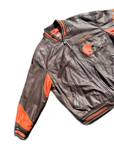 Vintage Carl Banks Leather Jacket Mens 2XL XXL Cleveland Browns NFL Football 90s