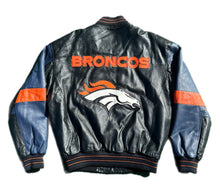 Load image into Gallery viewer, Vintage Denver Broncos Leather Jacket Coat w/ Embroidery By G-III Carl Banks S