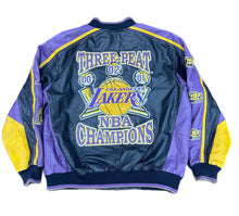 Load image into Gallery viewer, Vintage Los Angeles Lakers 3-Peat Leather Jacket Kobe Bryant &amp; Shaq Y2K Rare XL