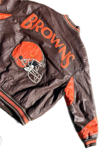 Vintage Carl Banks Leather Jacket Mens 2XL XXL Cleveland Browns NFL Football 90s