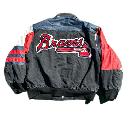 Atlanta Braves Jeff Hamilton MLB Vintage Leather Varsity Bomber Sport Jacket M