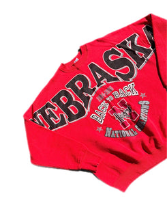 90s Nebraska Huskers National Champions Back to Back Crewneck Sweatshirt Sz XL