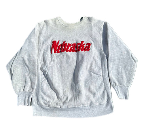 Vintage Nebraska Cornhuskers Sweatshirt Mens L Reverse Weave Warm Up 80s USA