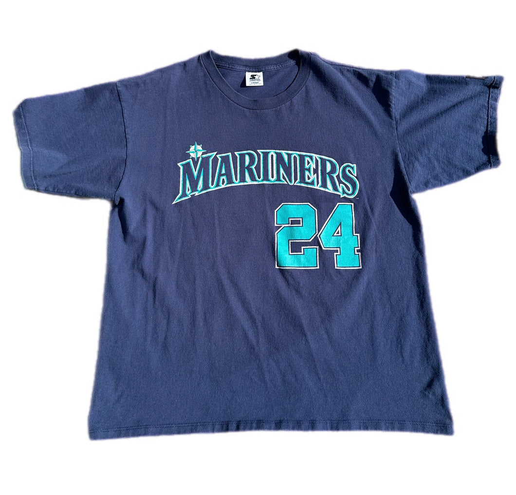 Vintage 1990s Ken Griffey Jr Seattle Mariners Jersey T Shirt Majestic #24 Size L