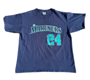 Vintage 1990s Ken Griffey Jr Seattle Mariners Jersey T Shirt Majestic #24 Size L