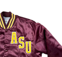 Load image into Gallery viewer, VINTAGE Arizona State University Jacket Mens Small Maroon Satin Swingster USA