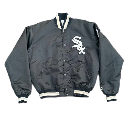 Vintage Chicago White Sox Starter Jacket Mens XL Black Diamond Collection Satin