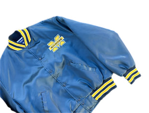 Vintage Holloway Michigan Wolverines Quilt Lined Satin Bomber Jacket XL