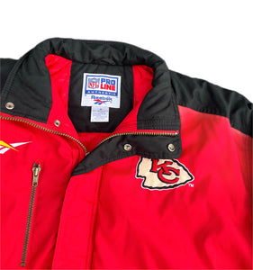 VINTAGE KANSAS CITY CHIEFS NFL REEBOK PRO LINE FULL ZIP JACKET MEDIUM M HOODED NWOT