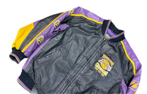 Vintage Los Angeles Lakers 3-Peat Leather Jacket Kobe Bryant & Shaq Y2K Rare XL