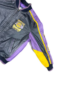 Vintage Los Angeles Lakers 3-Peat Leather Jacket Kobe Bryant & Shaq Y2K Rare XL