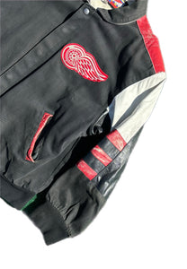 Vintage 90s Detroit Red Wings Jeff Hamilton JH NHL Hockey Leather Jacket | Large