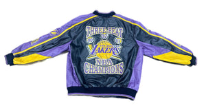 Vintage Los Angeles Lakers 3-Peat Leather Jacket Kobe Bryant & Shaq Y2K Rare XL