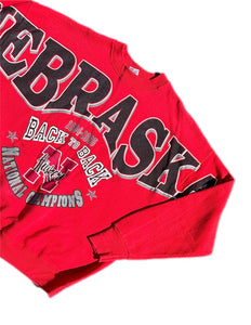 90s Nebraska Huskers National Champions Back to Back Crewneck Sweatshirt Sz XL