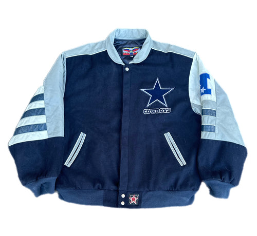 Vintage Jeff Hamilton NFL Dallas Cowboys Jacket Mens XXL Leather Wool Varsity