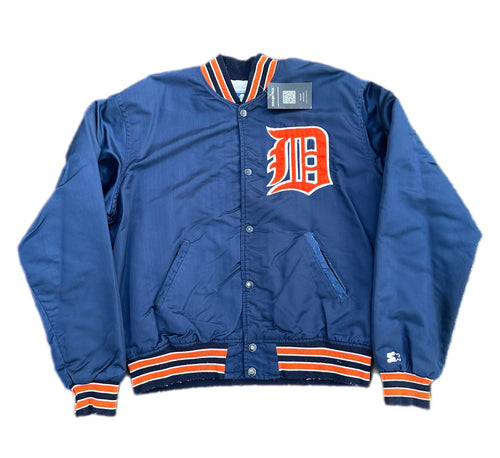 Vintage Detroit Tigers Stitched Satin Varsity Jacket MLB Baseball Size L