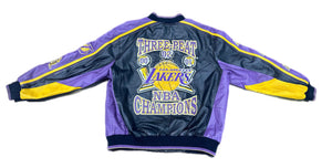 Vintage Los Angeles Lakers 3-Peat Leather Jacket Kobe Bryant & Shaq Y2K Rare XL