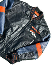 Load image into Gallery viewer, Vintage Denver Broncos Leather Jacket Coat w/ Embroidery By G-III Carl Banks S