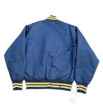 Load image into Gallery viewer, Vtg West Virginia Mountaineers Satin Bomber Jacket Mens M 1980s 80s Button Up