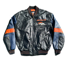 Load image into Gallery viewer, Vintage Denver Broncos Leather Jacket Coat w/ Embroidery By G-III Carl Banks S