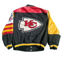 Load image into Gallery viewer, VTG Jeff Hamilton Kansas City Chiefs Leather Bomber Varsity Jacket Men XL NFL