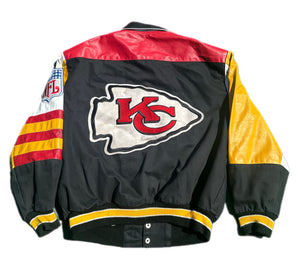 VTG Jeff Hamilton Kansas City Chiefs Leather Bomber Varsity Jacket Men XL NFL