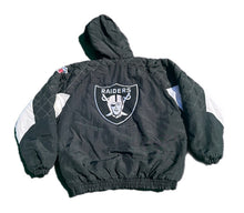 Load image into Gallery viewer, VTG 90s NFL OAKLAND LOS ANGELES RAIDERS  STARTER PUFFER JACKET HOODIE SIZE L