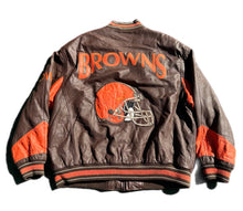 Load image into Gallery viewer, Vintage Carl Banks Leather Jacket Mens 2XL XXL Cleveland Browns NFL Football 90s