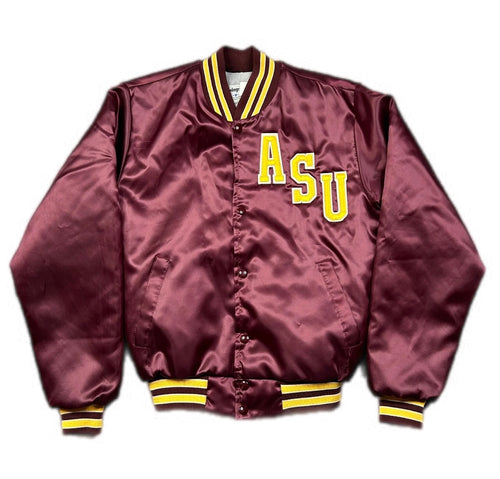 VINTAGE Arizona State University Jacket Mens Small Maroon Satin Swingster USA