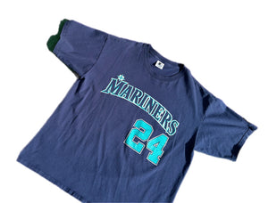 Vintage 1990s Ken Griffey Jr Seattle Mariners Jersey T Shirt Majestic #24 Size L