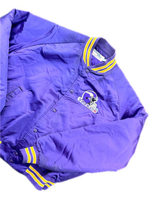 Vintage Minnesota Vikings Satin Jacket XXL Chalk Line 80s 90s USA 2XL Purple NFL