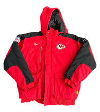 Load image into Gallery viewer, VINTAGE KANSAS CITY CHIEFS NFL REEBOK PRO LINE FULL ZIP JACKET MEDIUM M HOODED NWOT