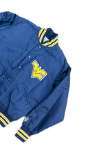 Load image into Gallery viewer, Vtg West Virginia Mountaineers Satin Bomber Jacket Mens M 1980s 80s Button Up