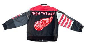 Vintage 90s Detroit Red Wings Jeff Hamilton JH NHL Hockey Leather Jacket Medium