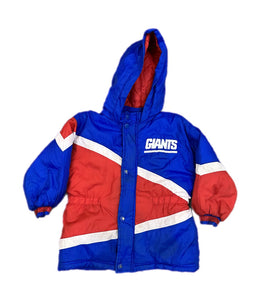 Vintage Giants Winter Jacket Kids 4T Play Football Blue Red Hooded