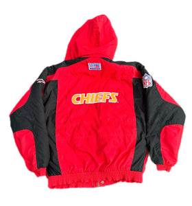 VINTAGE KANSAS CITY CHIEFS NFL REEBOK PRO LINE FULL ZIP JACKET MEDIUM M HOODED NWOT