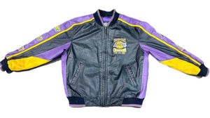 Vintage Los Angeles Lakers 3-Peat Leather Jacket Kobe Bryant & Shaq Y2K Rare XL