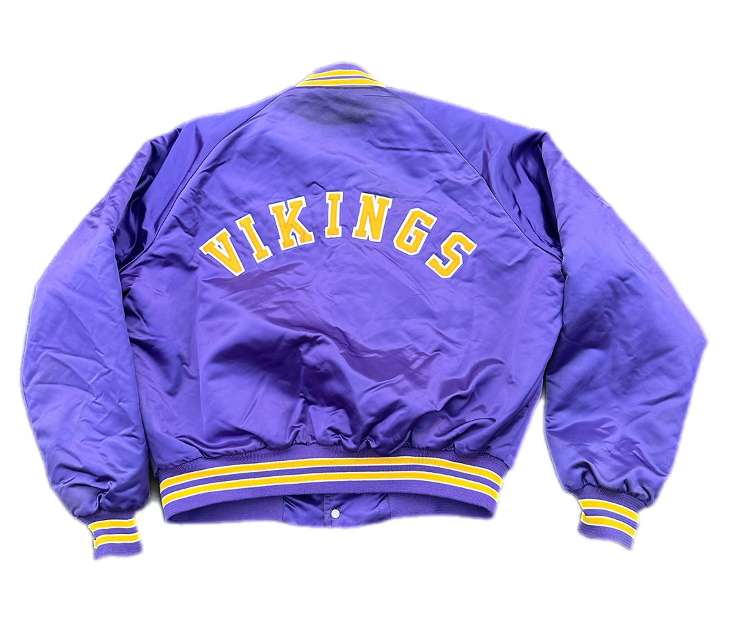 Vintage Minnesota Vikings Satin Jacket XXL Chalk Line 80s 90s USA 2XL Purple NFL