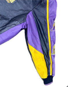 Vintage Los Angeles Lakers 3-Peat Leather Jacket Kobe Bryant & Shaq Y2K Rare XL