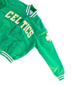 STARTER NBA Vintage Boston Celtics Men's Green Satin Bomber Jacket Size L