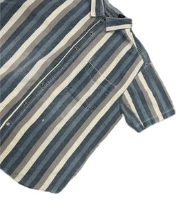 Vintage Route 66 Denim Striped Short Sleeve Shirt XL