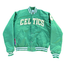 Load image into Gallery viewer, STARTER NBA Vintage Boston Celtics Men&#39;s Green Satin Bomber Jacket Size L