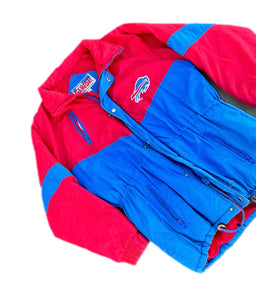 Vintage 90s Buffalo Bills Full Zip Puffer Jacket By Starter Pro Line M Medium