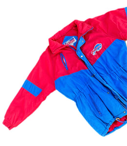 Vintage 90s Buffalo Bills Full Zip Puffer Jacket By Starter Pro Line M Medium