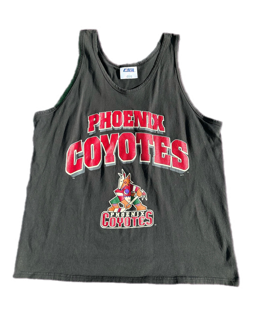 VTG 90s NHL Hockey Phoenix Coyotes Big Logo Graphic Tank Top Men’s Large BLACK