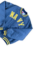 Load image into Gallery viewer, Vintage 90&#39;s Swingster U.S. Navy Midshipmen Blue Satin Quilted Bomber Jacket XXL