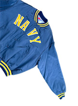 Load image into Gallery viewer, Vintage 90&#39;s Swingster U.S. Navy Midshipmen Blue Satin Quilted Bomber Jacket XXL