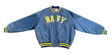 Load image into Gallery viewer, Vintage 90&#39;s Swingster U.S. Navy Midshipmen Blue Satin Quilted Bomber Jacket XXL