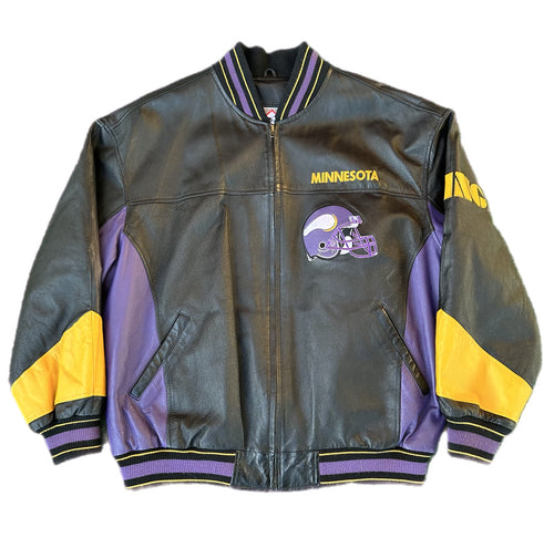 Minnesota Vikings Vintage 80-90s G-III Carl Banks Leather NFL Varsity Jacket XL