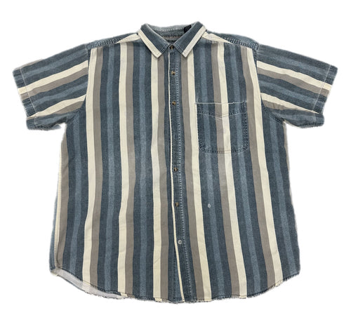 Vintage Route 66 Denim Striped Short Sleeve Shirt XL